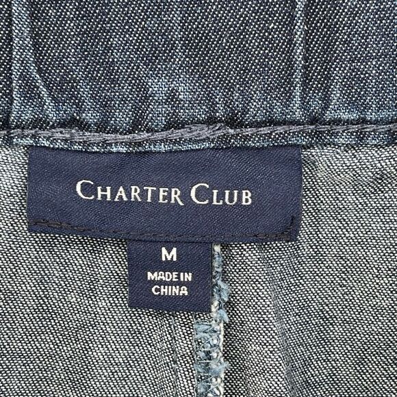 Charter Club Paper Bag Tie Waist Denim Shorts High Rise Medium Skylar Wash NWT - Picture 6 of 10